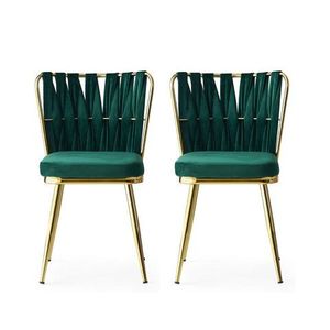 Set scaune 2 piese, Nmobb , Kuşaklı, Metal, Aur/Verde imagine
