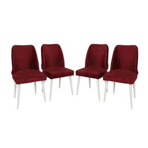 Set scaune 4 piese, Nmobb , Nova 782, Metal, Roșu Claret / Alb imagine