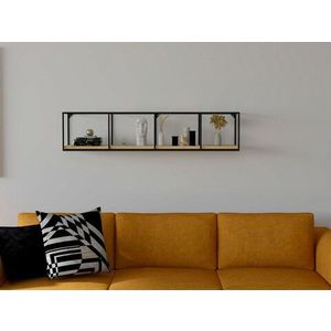 Raft de perete, Puqa Design, Miray, 115x25.5x25.5 cm, PAL, Safir / Negru imagine