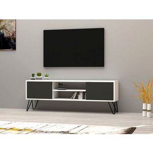 Comoda TV, Puqa Design, Hare, 140x50x30 cm, PAL, Alb / Antracit imagine