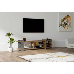 Comoda TV, Puqa Design, Zeyna, 156x40x29.6 cm, PAL, Nuc / Antracit imagine