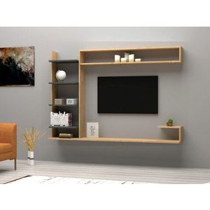 Comoda TV, Puqa Design, Noble, 180x121.8x29.6 cm, PAL, Safir / Antracit imagine
