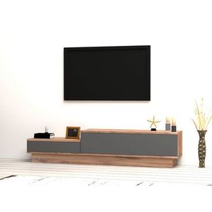 Comoda TV, Puqa Design, Asır, 160x35x35 cm, PAL, Pin Atlantic / Antracit imagine