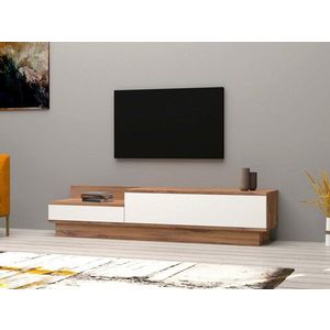 Comoda TV, Puqa Design, Barko, 160x35x35 cm, PAL, Pin Atlantic / Alb imagine