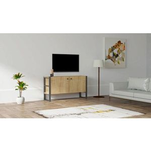 Comoda TV, Puqa Design, Milano, 110x59x32 cm, PAL, Safir / Negru imagine