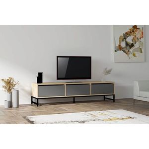 Comoda TV, Puqa Design, Sahra, 160x40x40 cm, PAL, Safir / Negru / Antracit imagine