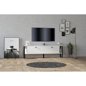 Comoda TV, Puqa Design, Ahu, 160x50.4x24.5 cm, PAL, Alb imagine