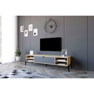 Comoda TV, Puqa Design, Santa, 160x36x40 cm, PAL, Stejar safir / Antracit imagine