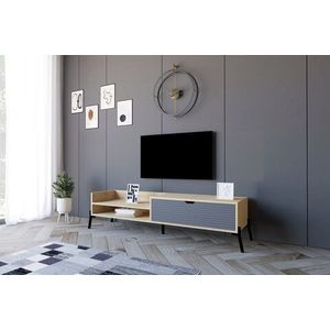 Comoda TV, Puqa Design, Trezza, 160x36x40 cm, PAL, Stejar safir / Antracit imagine