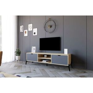 Comoda TV, Puqa Design, Nost, 160x41x40 cm, PAL, Stejar safir / Antracit imagine