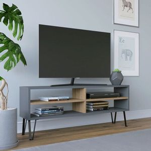 Comoda TV, Retricy, Farrar, 120x25x46.6 cm, PAL, Antracit / Stejar imagine