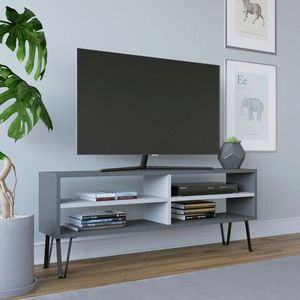 Comoda TV, Retricy, Farrar, 120x25x46.6 cm, PAL, Antracit/Alb imagine
