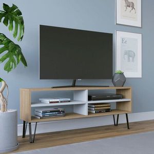 Comoda TV, Retricy, Farrar, 120x25x46.6 cm, PAL, Stejar / Alb imagine