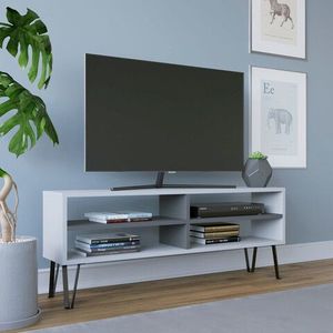 Comoda TV, Retricy, Farrar, 120x25x46.6 cm, PAL, Alb / Antracit imagine
