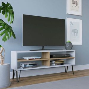 Comoda TV, Retricy, Farrar, 120x25x46.6 cm, PAL, Stejar alb imagine