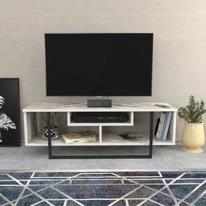 Comoda TV, Retricy, Asal 120, 120x35.2x40.2 cm, PAL, Alb/Negru imagine