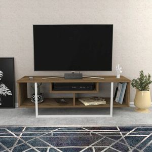 Comoda TV, Retricy, Asal 120, 120x35.2x40.2 cm, PAL, Oud Stejar / Alb imagine