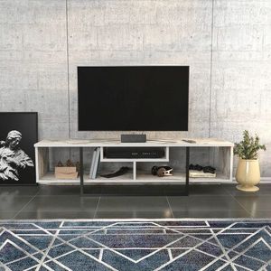 Comoda TV, Retricy, Asal 150, 150x35.2x40 cm, PAL, Alb/Negru imagine