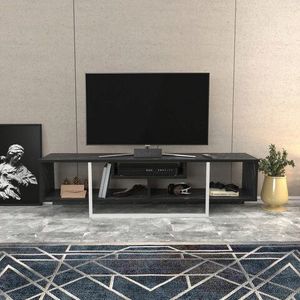 Comoda TV, Retricy, Asal 150, 150x35.2x40 cm, PAL, Alb/Negru imagine