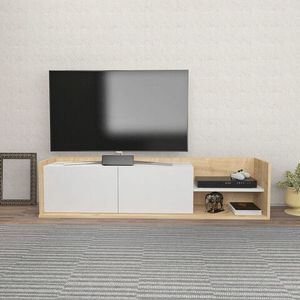 Comoda TV, Retricy, Krog, 160x35x36.8 cm, PAL, Stejar / Alb imagine