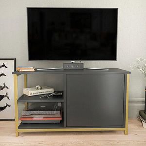 Comoda TV, Retricy, Muskegon, 89.6x35.3x50.8 cm, PAL, Aur/Antracit imagine