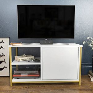 Comoda TV, Retricy, Muskegon, 89.6x35.3x50.8 cm, PAL, Aur/Alb imagine