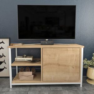Comoda TV, Retricy, Muskegon, 89.6x35.3x50.8 cm, PAL, Stejar alb imagine