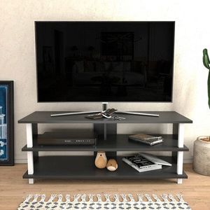 Comoda TV, Retricy, Pueblo, 120x44.6x47.4 cm, PAL, Alb / Antracit imagine