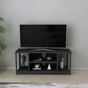 Comoda TV, Retricy, Rinaldo, 120x35x50.8 cm, PAL, Negru / Antracit imagine