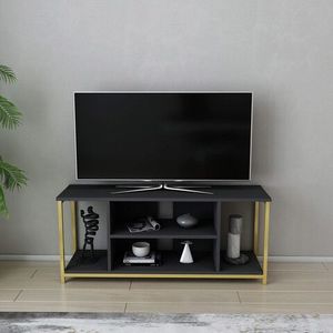 Comoda TV, Retricy, Rinaldo, 120x35x50.8 cm, PAL, Antracit / Aur imagine