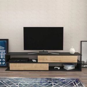 Comoda TV, Retricy, Cortez, 160x35.3x38.6 cm, PAL, Antracit / Stejar imagine