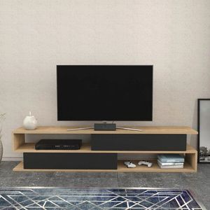 Comoda TV, Retricy, Cortez, 160x35.3x38.6 cm, PAL, Stejar / Antracit imagine