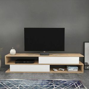 Comoda TV, Retricy, Cortez, 160x35.3x38.6 cm, PAL, Stejar / Alb imagine