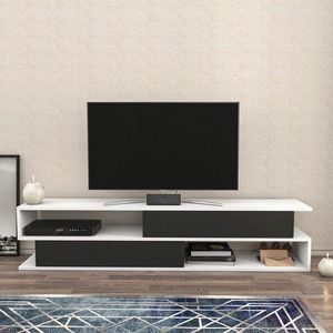 Comoda TV, Retricy, Cortez, 160x35.3x38.6 cm, PAL, Alb / Antracit imagine