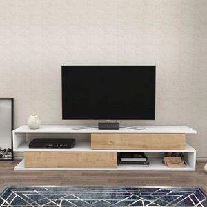 Comoda TV, Retricy, Cortez, 160x35.3x38.6 cm, PAL, Stejar alb imagine