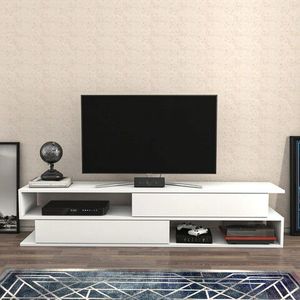 Comoda TV, Retricy, Cortez, 160x35.3x38.6 cm, PAL, Alb imagine