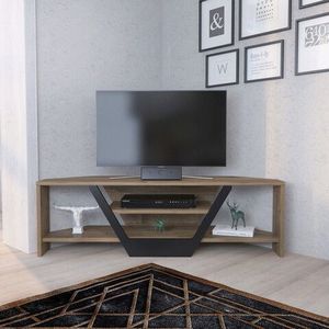 Comoda TV, Retricy, Sares, 120x35x36.8 cm, PAL, Nuc / Negru imagine