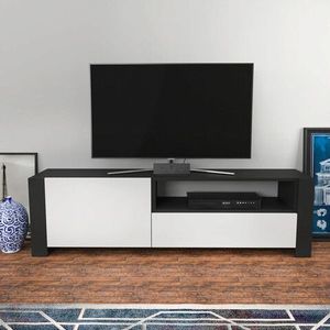 Comoda TV, Retricy, Piedmont, 160x36.8x46 cm, PAL, Antracit/Alb imagine