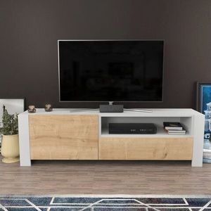 Comoda TV, Retricy, Piedmont, 160x36.8x46 cm, PAL, Stejar alb imagine
