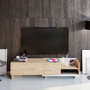Comoda TV, Retricy, Parion, 165x35x41 cm, PAL, Alb / Safir imagine