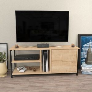 Comoda TV, Retricy, Neola, 120x35.3x50.8 cm, PAL, Negru / Stejar imagine