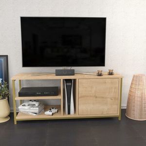 Comoda TV, Retricy, Neola, 120x35.3x50.8 cm, PAL, Aur / Stejar imagine