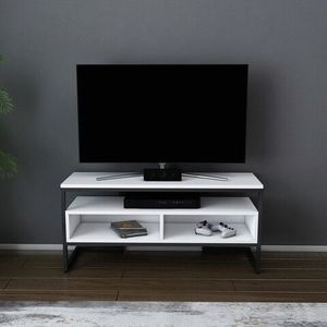 Comoda TV, Retricy, Merrion, 110x35x49.9 cm, PAL, Alb/Negru imagine