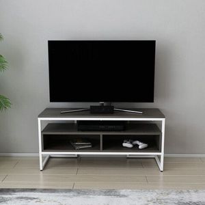 Comoda TV, Retricy, Merrion, 110x35x49.9 cm, PAL, Alb / Gri închis imagine