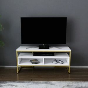 Comoda TV, Retricy, Merrion, 110x35x49.9 cm, PAL, Aur/Alb imagine