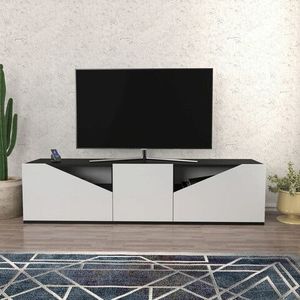 Comoda TV, Retricy, Carson, 160x35.3x40 cm, PAL, Antracit/Alb imagine