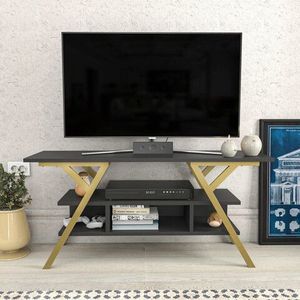 Comoda TV, Retricy, Minerva, 120x35x55 cm, PAL, Aur/Antracit imagine