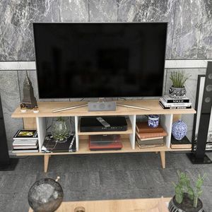 Comoda TV, Retricy, Akya, 160x35x38.6 cm, PAL, Safir / Alb imagine