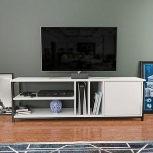 Comoda TV, Retricy, Oneida, 140x35.3x50.8 cm, PAL, Alb/Negru imagine