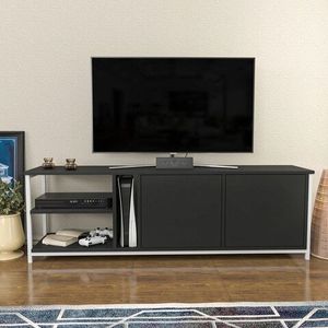 Comoda TV, Retricy, Primrose, 160x35.3x50.8 cm, PAL, Alb / Antracit imagine